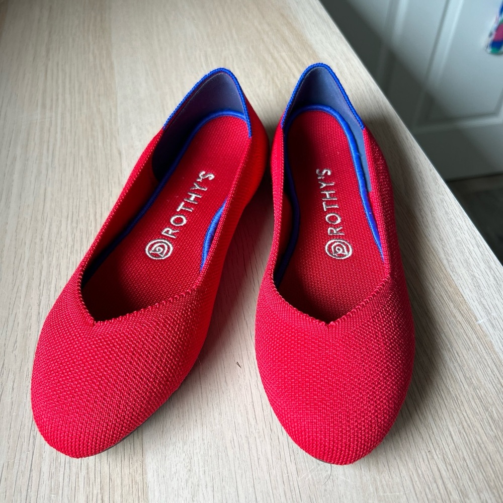 Rothy's The Flat in Scooter Red Round Toe Size 9 Washable, new w/o box